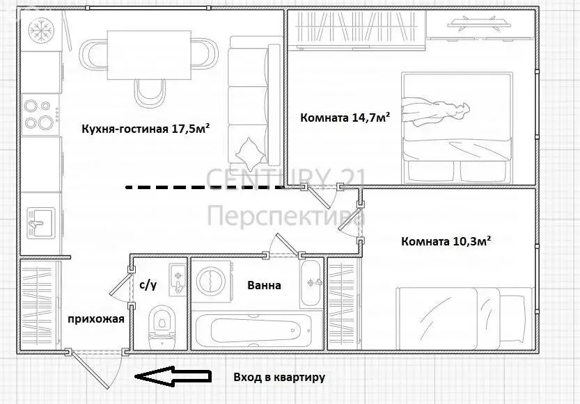2-комнатная квартира: Москва, Новохохловская улица, 15к3 (48.4 м) - Фото 1