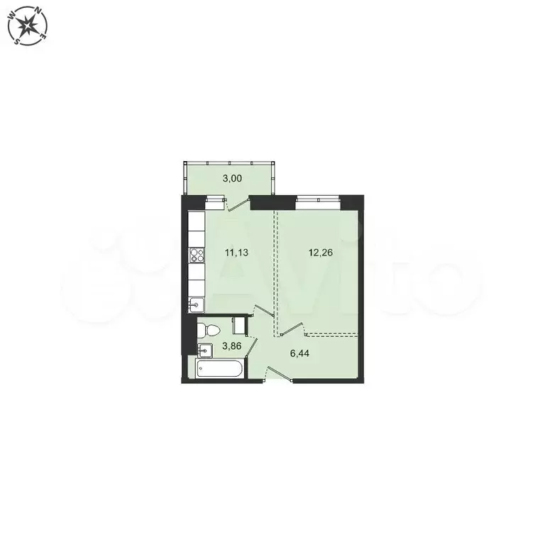 1-к. квартира, 36,7 м, 4/5 эт. - Фото 0