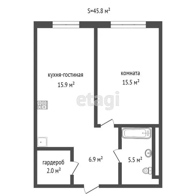1-комнатная квартира: Тюмень, улица Республики, 204к4 (58 м) - Фото 1