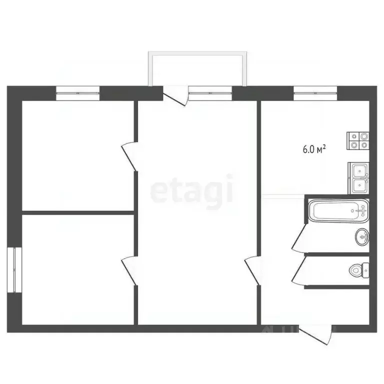 3-к кв. Челябинская область, Челябинск Комсомольский просп., 37Б (47.3 ... - Фото 1