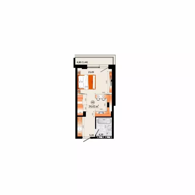 1-комнатная квартира: Владивосток, улица Капитана Шефнера, 25 (34.43 ... - Фото 1