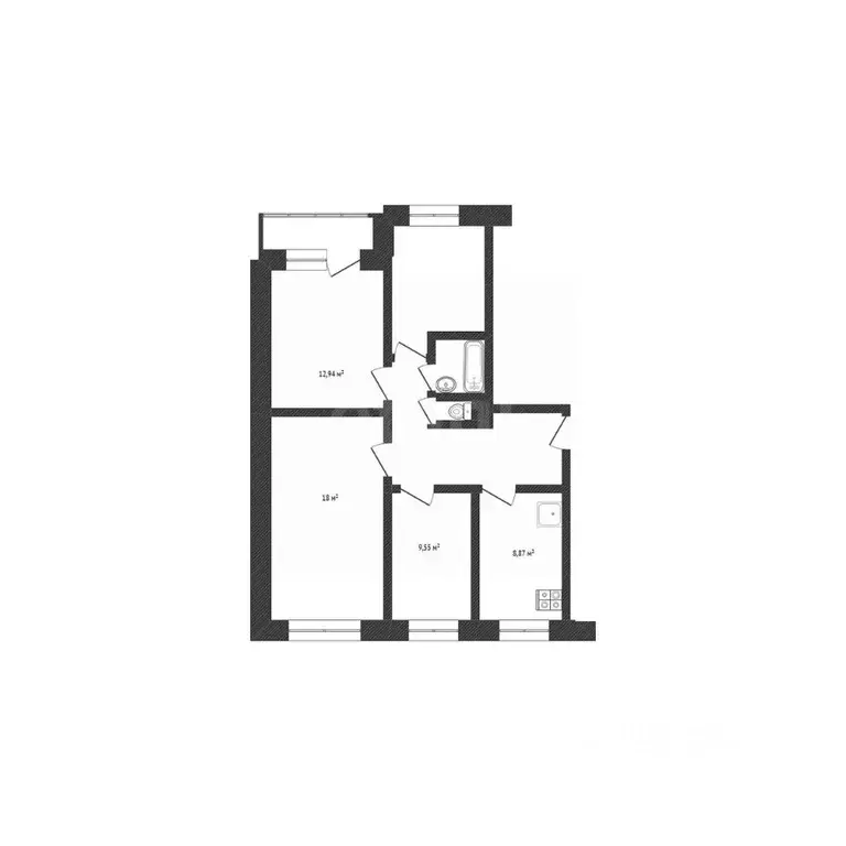 4-к кв. Белгородская область, Шебекино Рабочая ул., 2 (75.2 м) - Фото 2