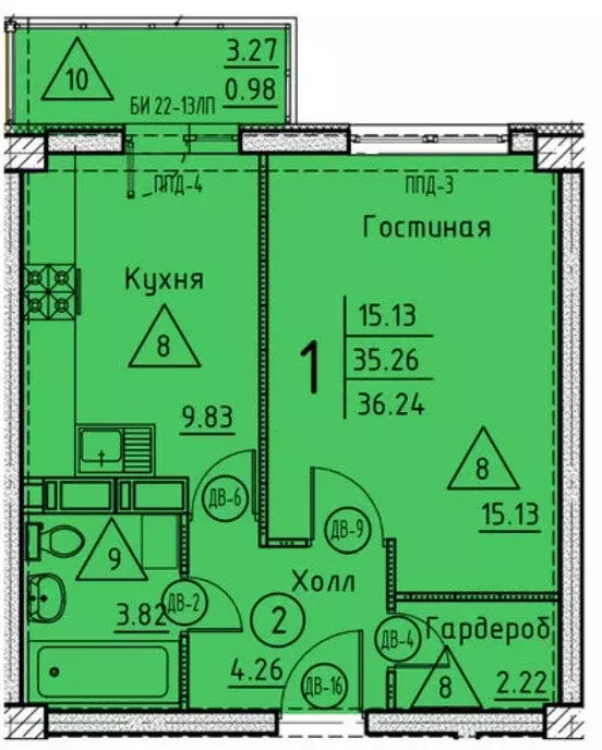 Продаётся 1-к квартира, 35.3 м - Фото 0