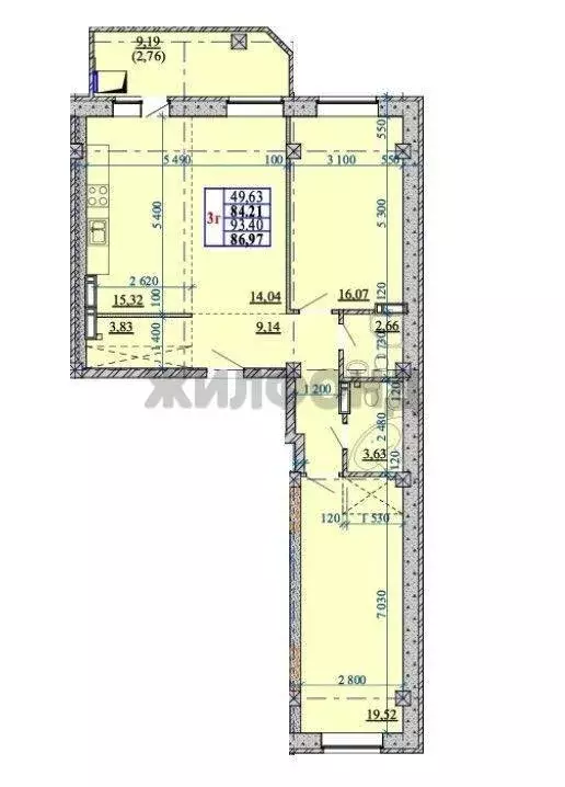 3-комнатная квартира: Новосибирск, улица Дуси Ковальчук, 238 (93.06 м) - Фото 0