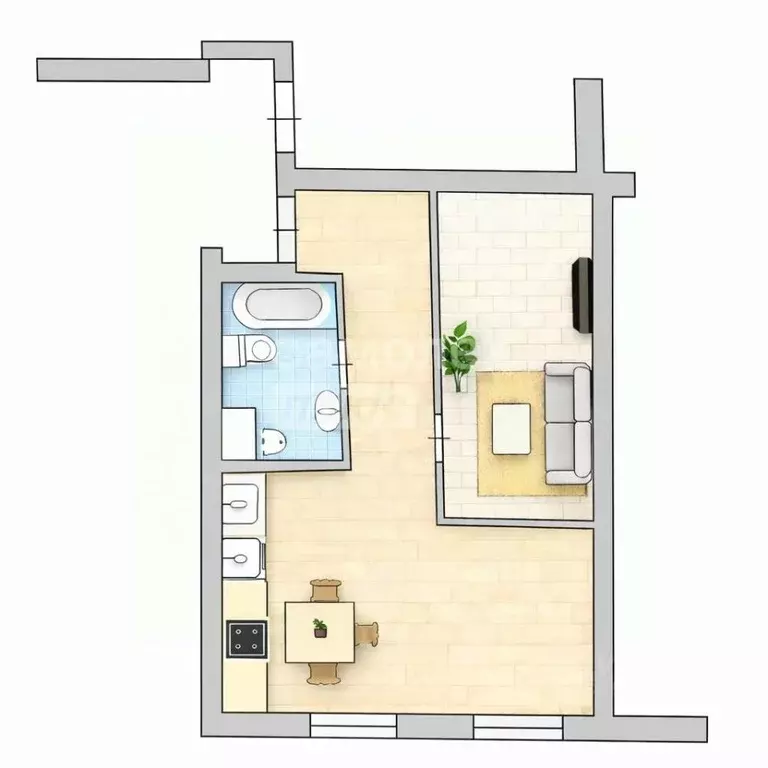 1-к кв. Калужская область, Совхоз Боровский с/пос, д. Кабицыно, ... - Фото 2