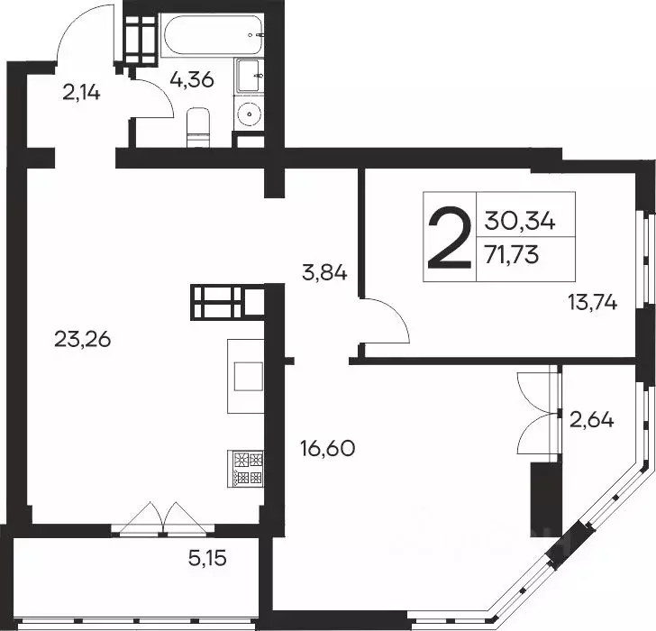 2-к кв. Крым, Ялта Ай-Петри жилой комплекс (71.73 м) - Фото 1