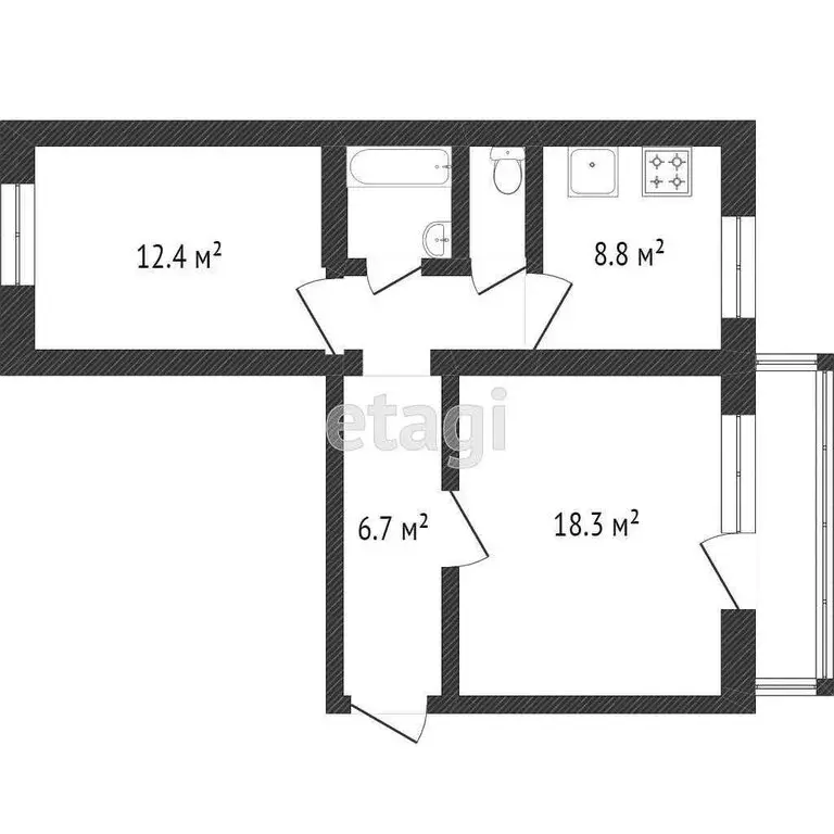 2-комнатная квартира: Златоуст, улица имени В.П. Чкалова, 2 (51.3 м) - Фото 1