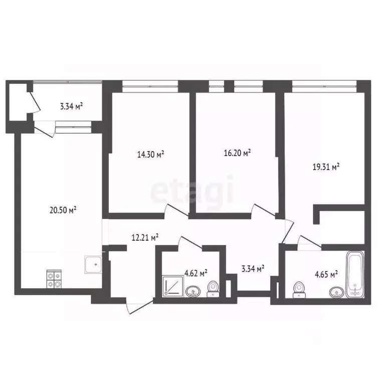 3-к кв. Тюменская область, Тюмень ул. 50 лет Октября, 63Г (100.0 м) - Фото 2
