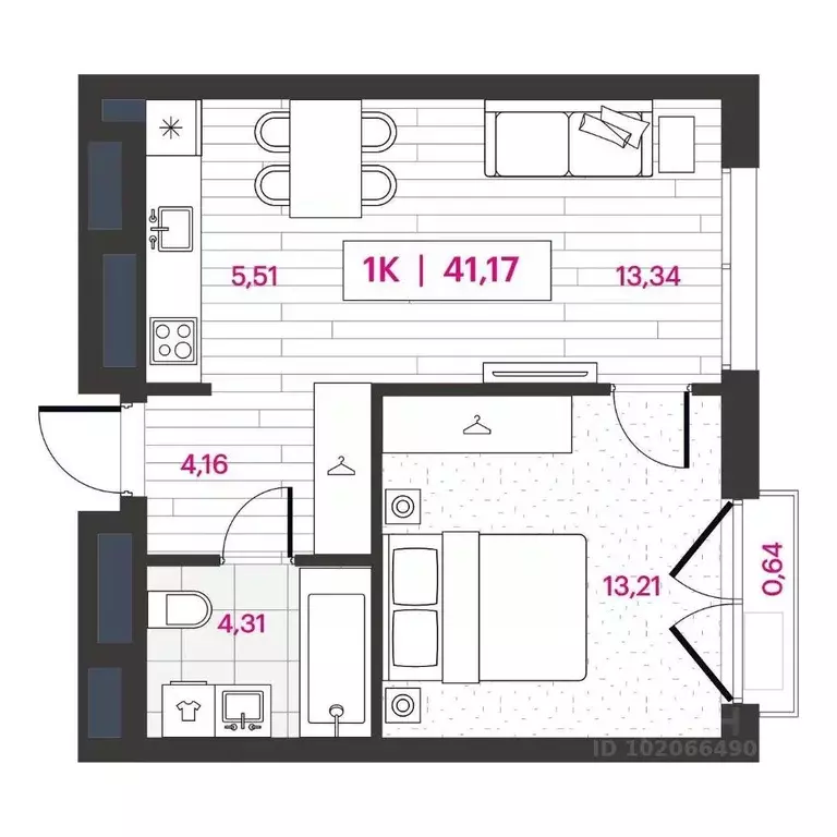 1-к кв. Омская область, Омск Пушкина 77 жилой комплекс (41.17 м) - Фото 1