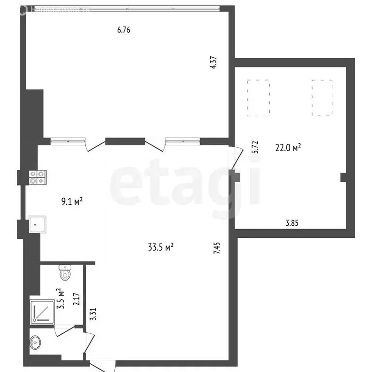 2-комнатная квартира: Симферополь, Училищная улица, 22 (101 м) - Фото 1