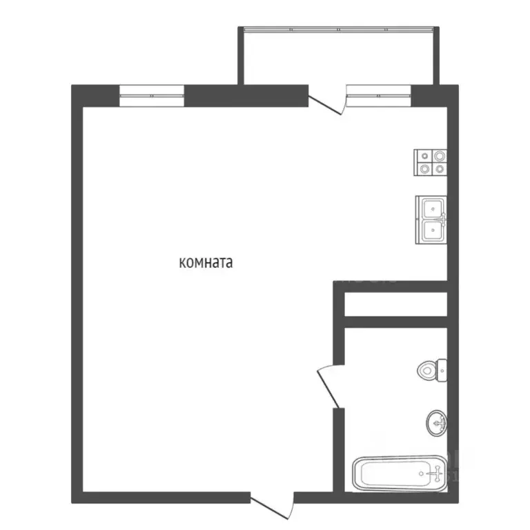 Студия Тюменская область, Тюмень ул. Пермякова, 79 (30.6 м) - Фото 1