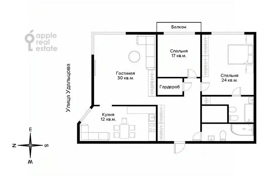 3-к кв. Москва ул. Удальцова, 5К3 (102.0 м) - Фото 2