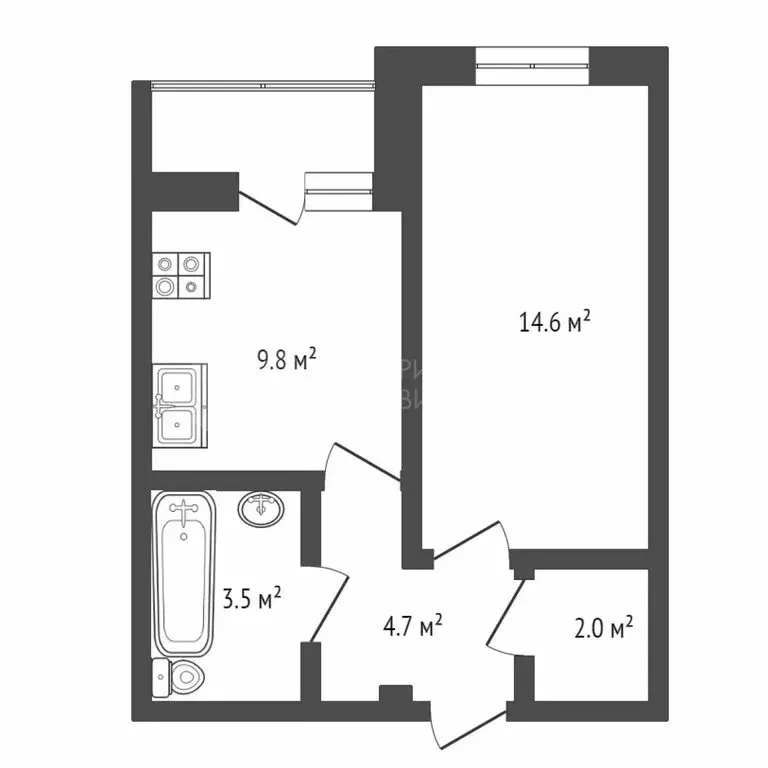 1-комнатная квартира: Тюмень, улица Ветеранов Труда, 9А (34 м) - Фото 0