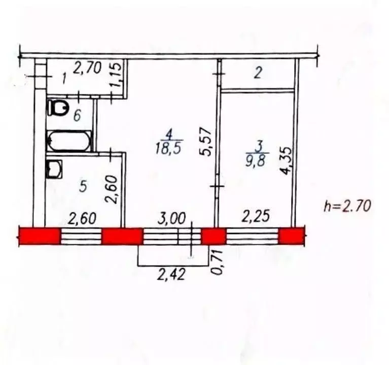 2-к кв. Кемеровская область, Новокузнецк ул. Обнорского, 42 (42.9 м) - Фото 2