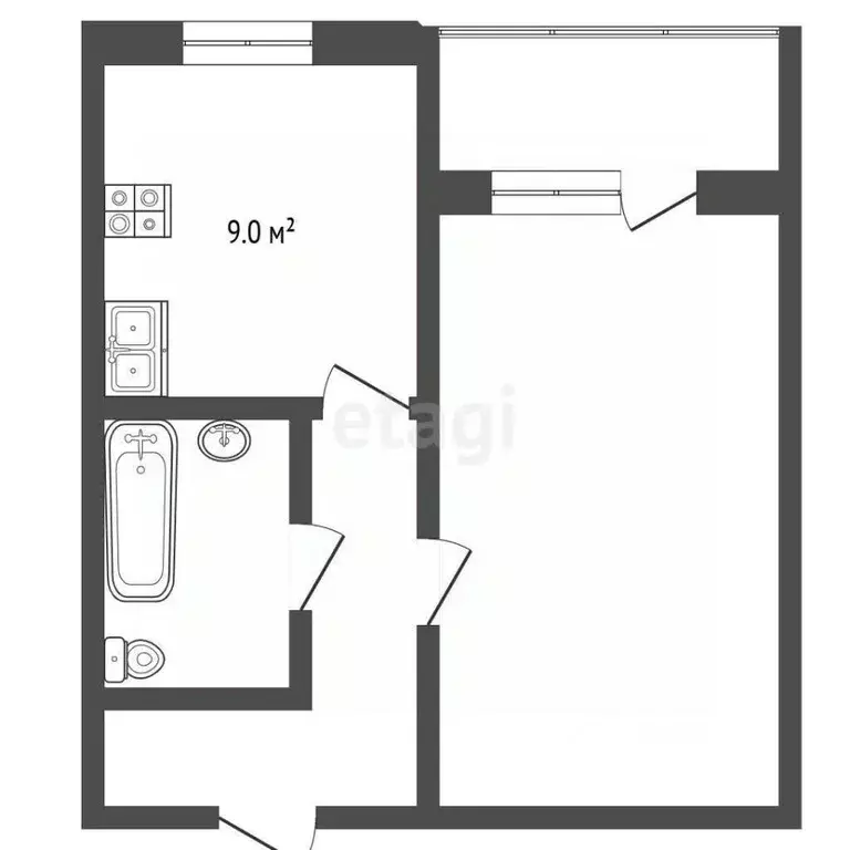 1-к кв. Ямало-Ненецкий АО, Муравленко ул. 70 лет Октября, 39 (32.6 м) - Фото 1