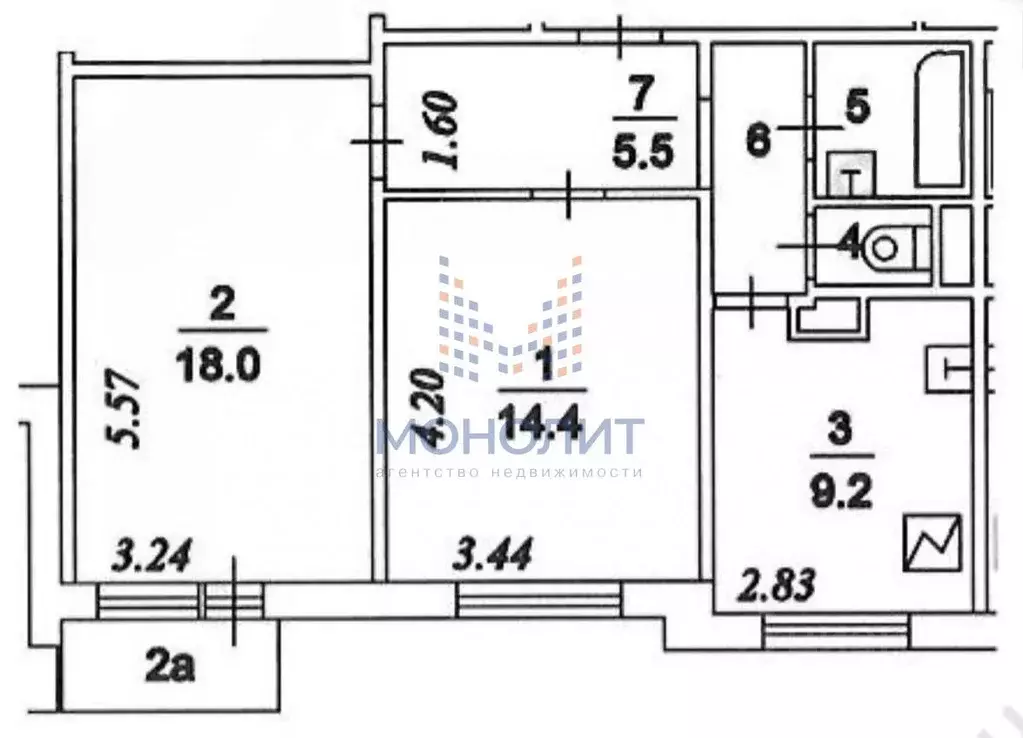 2-к кв. Москва Миклухо-Маклая ул., 32К1 (54.4 м) - Фото 1