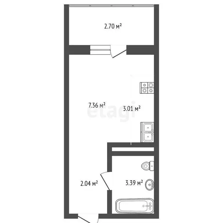 Квартира-студия: Тюмень, Интернациональная улица, 199к4 (17.87 м) - Фото 1