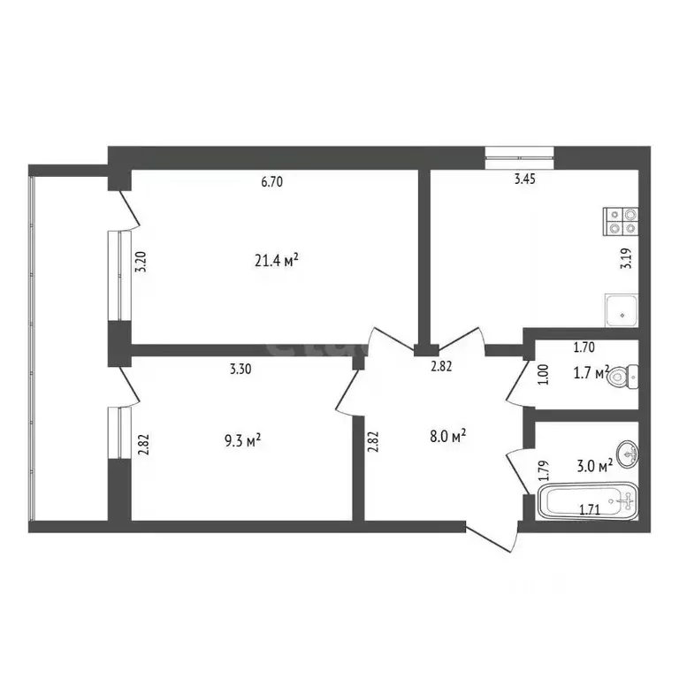 2-к кв. Тюменская область, Тюмень ул. Ю.-Р.Г. Эрвье, 10 (60.1 м) - Фото 1