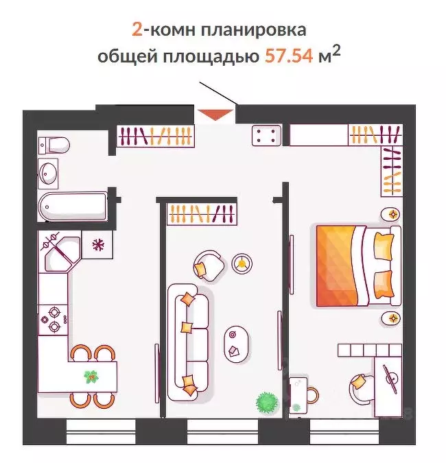 2-к кв. Самарская область, Тольятти Южный Бульвар жилой комплекс ... - Фото 0