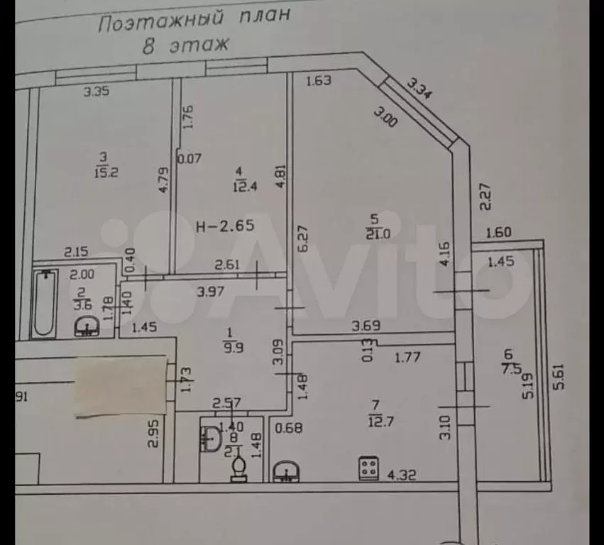 3-к. квартира, 84,4 м, 8/10 эт. - Фото 0
