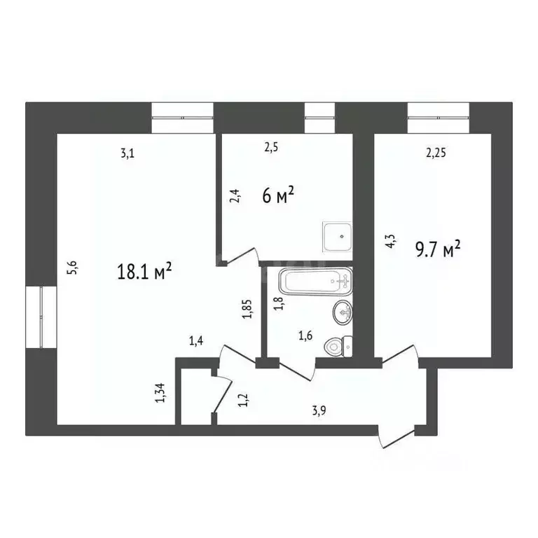 2-к кв. Иркутская область, Иркутск пер. 14-й Советский, 20 (42.1 м) - Фото 2