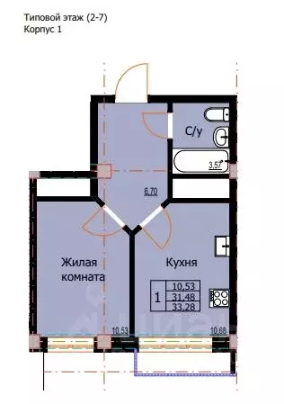 1-к кв. Ставропольский край, Ессентуки  (33.28 м) - Фото 0
