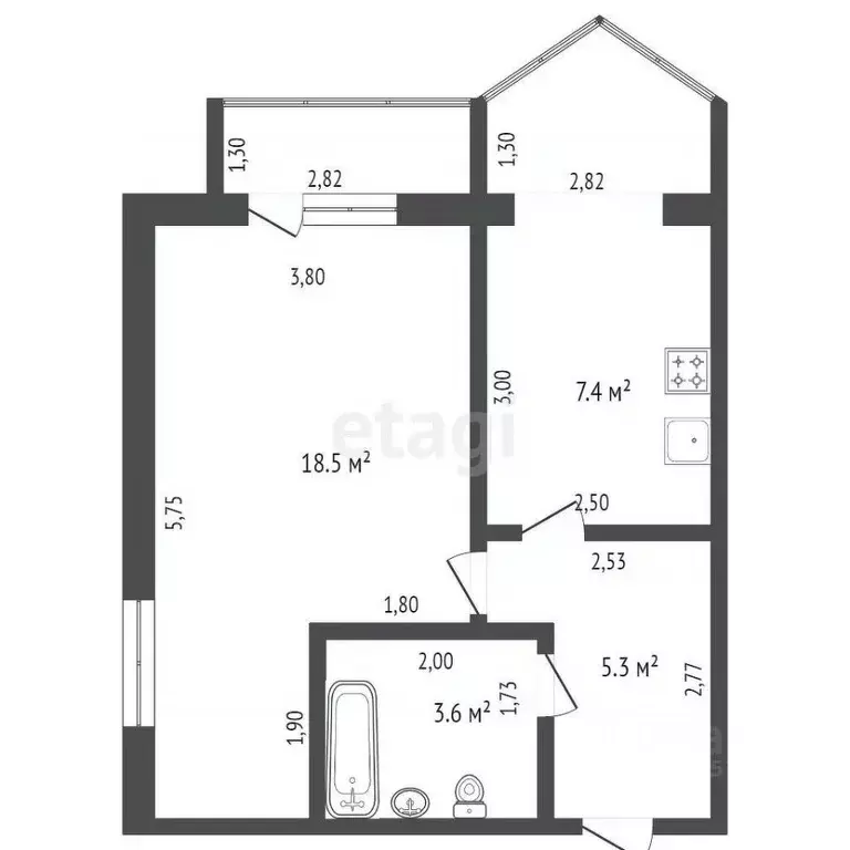 1-к кв. Ростовская область, Ростов-на-Дону просп. Королева, 11 (36.0 ... - Фото 2
