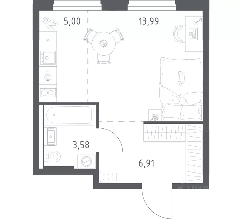 1-к кв. Башкортостан, Уфа ул. Минигали Губайдуллина, 8к9 (29.48 м) - Фото 1