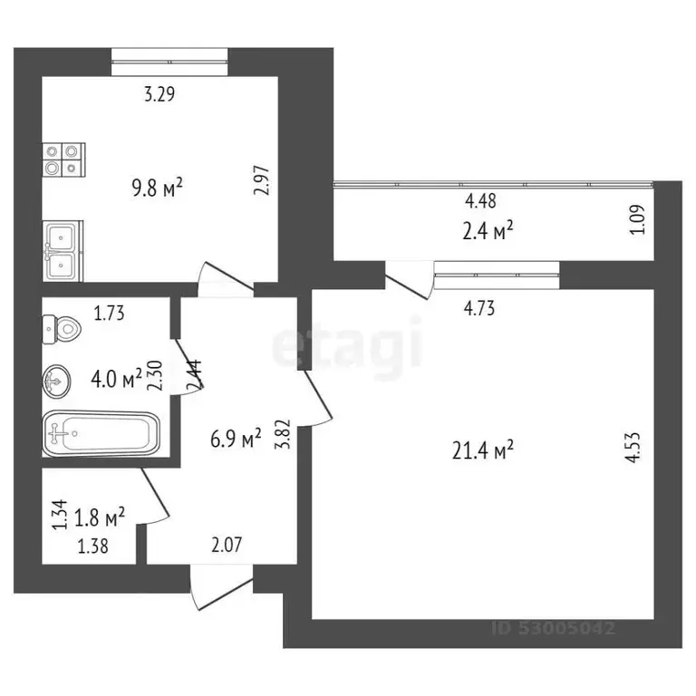 1-к кв. Забайкальский край, Чита Октябрьский мкр, 4 (43.9 м) - Фото 1