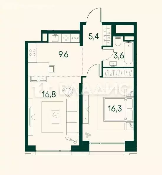 1-комнатная квартира: Москва, Покровская набережная, 16 (51.7 м) - Фото 1