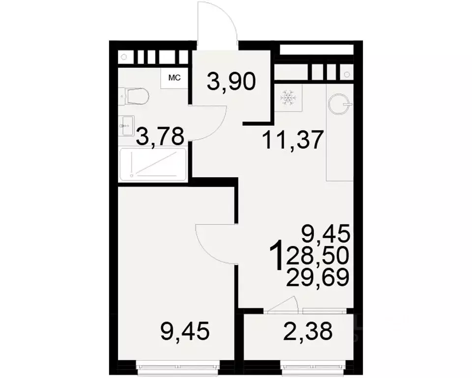 1-к кв. Рязанская область, Рязань ул. Бирюзова (28.5 м) - Фото 0