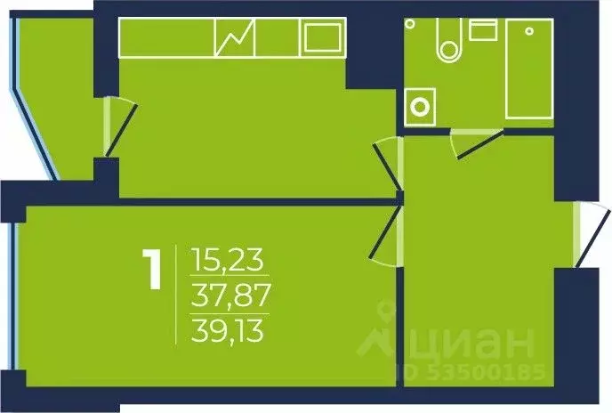 1-к кв. Башкортостан, Уфа просп. Дружбы Народов, 51 (39.4 м) - Фото 1