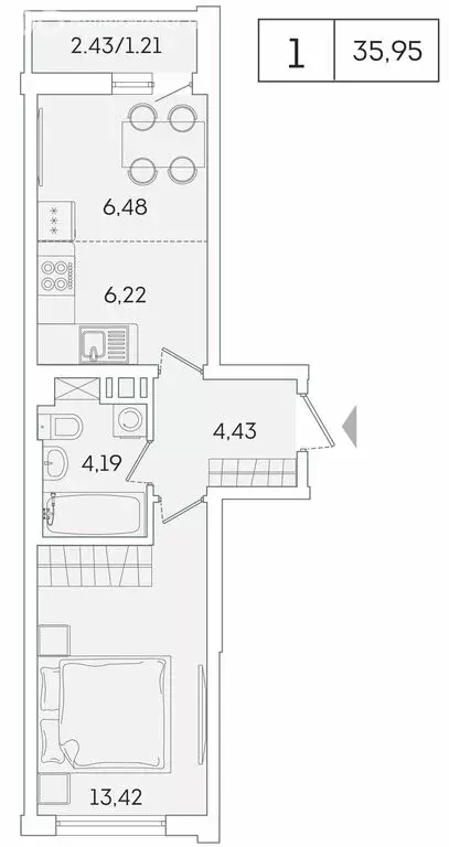 1-комнатная квартира: Мурино, Екатерининская улица, 11 (34.8 м) - Фото 0