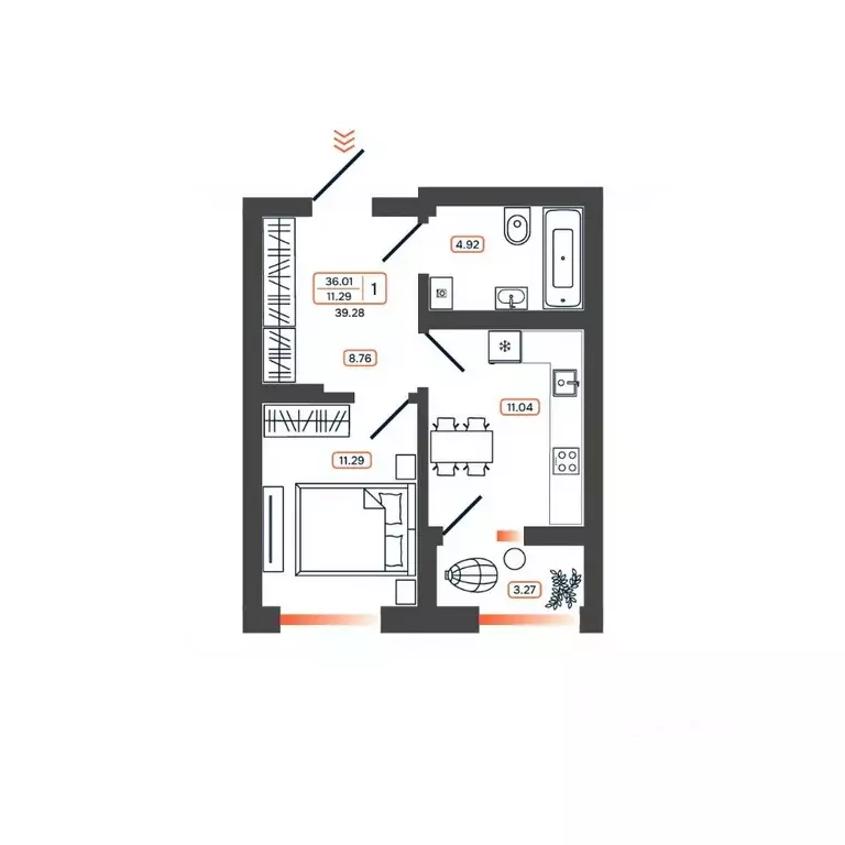 1-к кв. Ростовская область, Батайск Темп жилой комплекс (39.28 м) - Фото 1