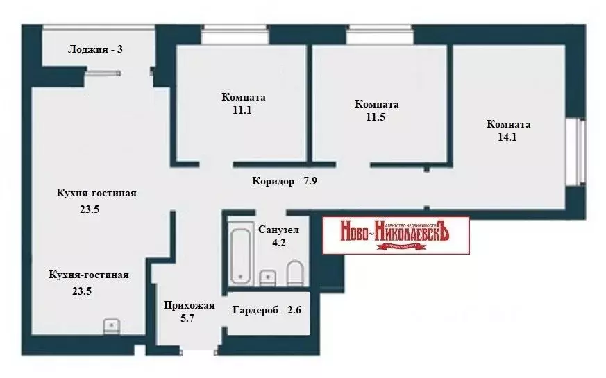 3-к кв. Новосибирская область, Новосибирск Красный просп., 167/3 (83.0 ... - Фото 0