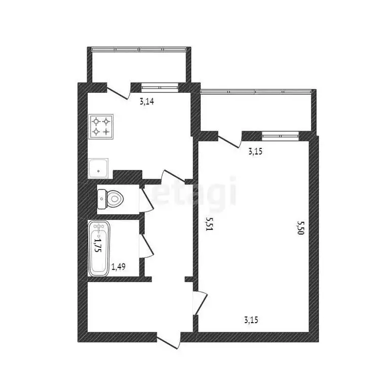 1-комнатная квартира: Белгород, улица Есенина, 56 (38.5 м) - Фото 0
