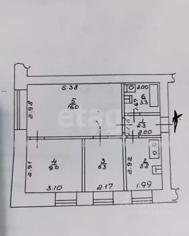 3-к кв. Липецкая область, Липецк Интернациональная ул., 69 (42.7 м) - Фото 1