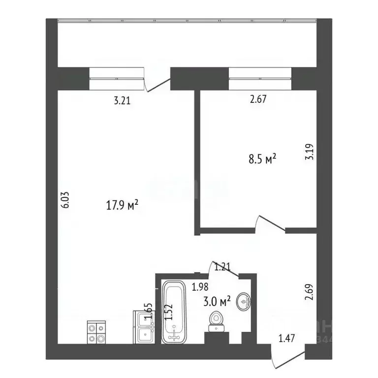 1-к кв. Тюменская область, Тюмень ул. Щербакова, 140 (34.4 м) - Фото 1