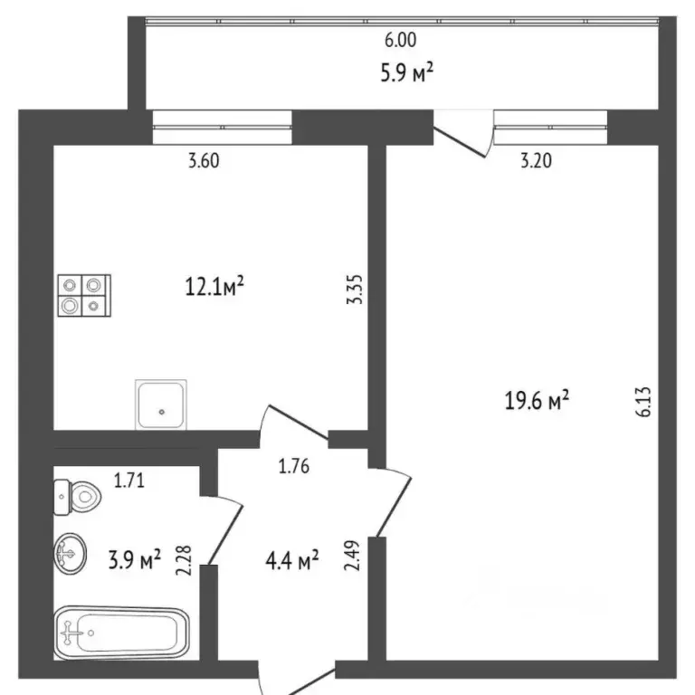 1-к кв. Тюменская область, Тюмень проезд Воронинские горки, 99Б (40.2 ... - Фото 2