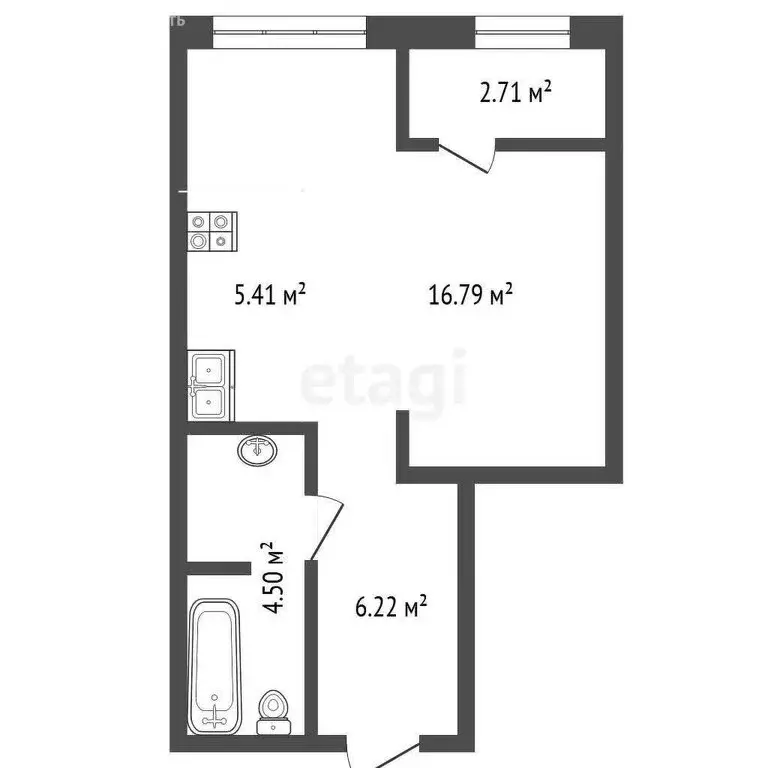 Квартира-студия: Тюмень, улица Бориса Прудаева, 7А (35 м) - Фото 1
