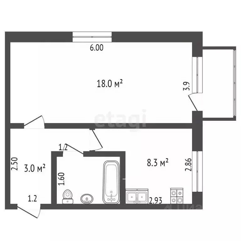 1-к кв. Владимирская область, Гусь-Хрустальный Зеркальная ул., 8 (32.5 ... - Фото 2