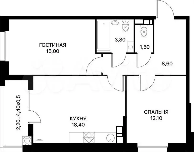 2-к. квартира, 65 м, 11/20 эт. - Фото 0