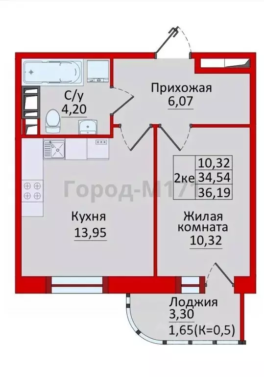 1-к кв. Ленинградская область, Всеволожский район, пос. Бугры аллея ... - Фото 2