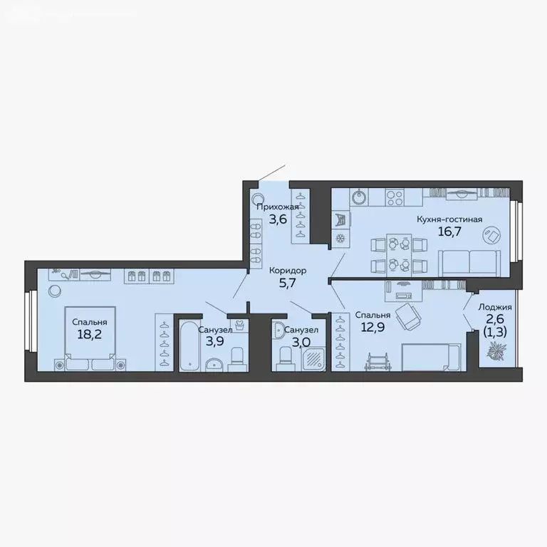 2-комнатная квартира: Екатеринбург, улица 8 Марта, 204Г (64 м) - Фото 1