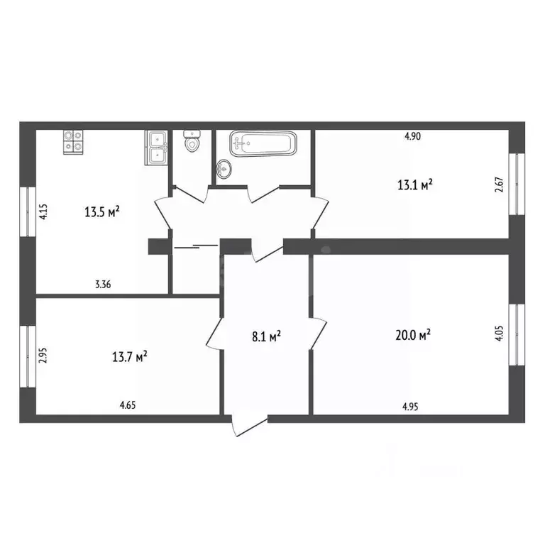 3-к кв. Калужская область, Калуга ул. Чичерина, 19 (81.5 м) - Фото 2