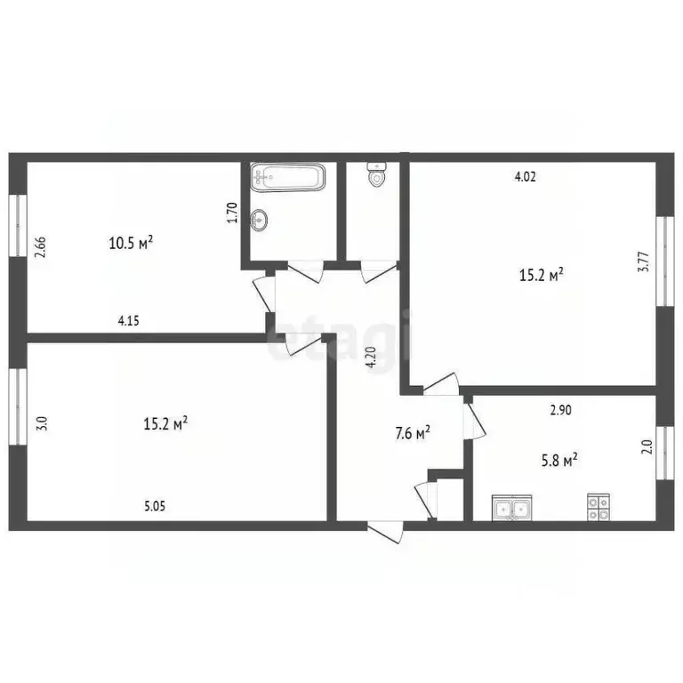 3-к кв. Татарстан, Набережные Челны Московский просп., 141 (57.9 м) - Фото 2