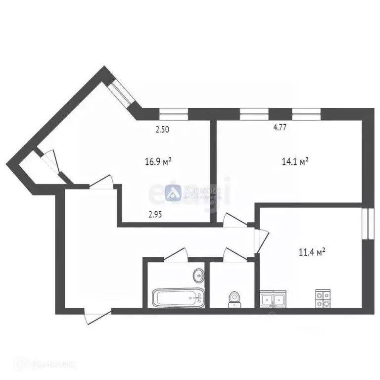 2-к кв. Тюменская область, Тюмень ул. Республики, 204к20 (60.9 м) - Фото 2