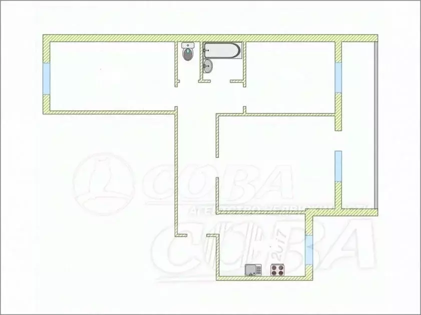 3-к кв. Тюменская область, Тюмень ул. Ватутина, 2 (61.8 м) - Фото 1