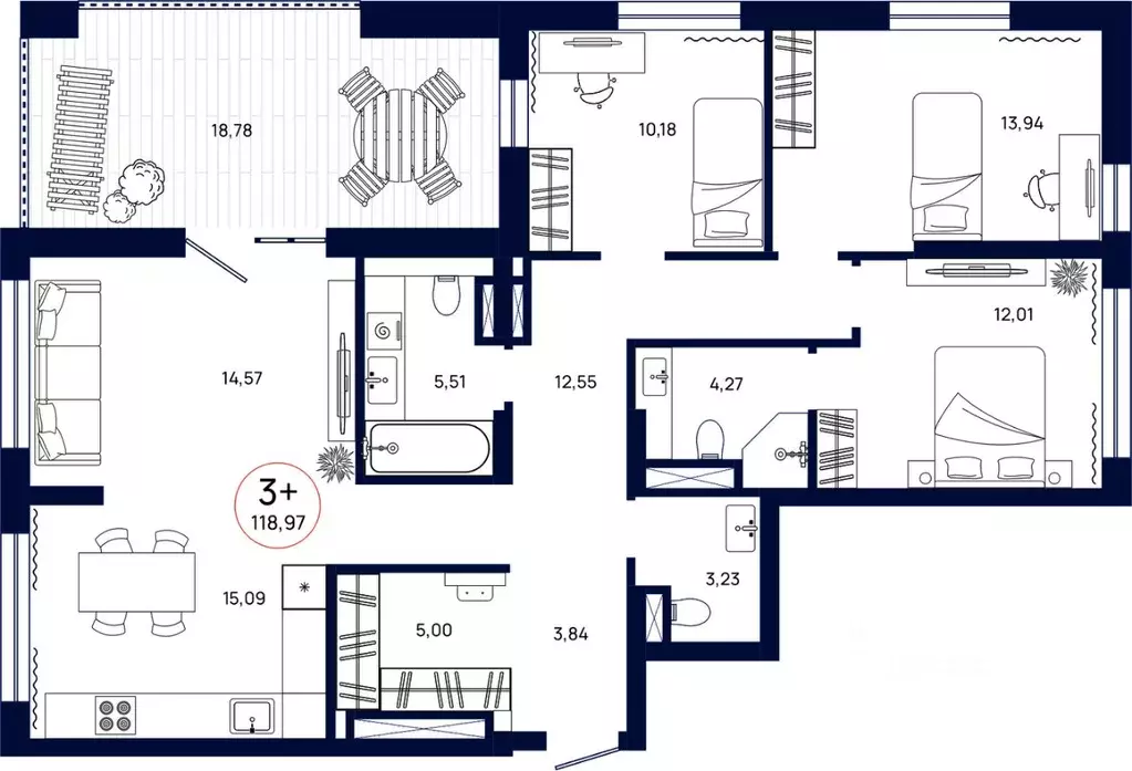 3-к кв. Тюменская область, Тюмень Квартал Культура жилой комплекс ... - Фото 1