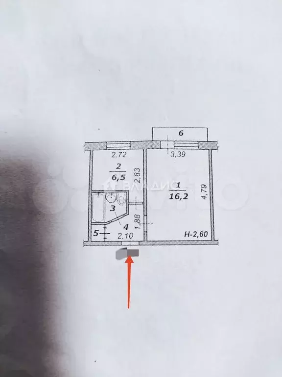 1-к. квартира, 28,8 м, 5/6 эт. - Фото 0